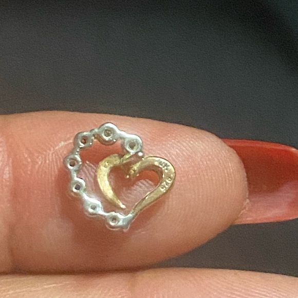 Preowned Kay Jewelers Diamond Small Heart Earrings Sterling Silver 10K Rose Gold - Picture 8 of 14